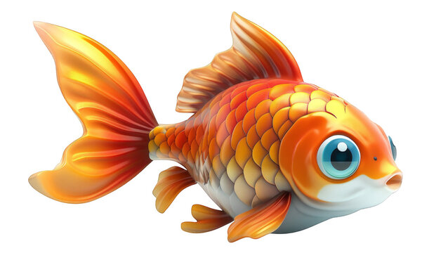 a gold fish with big eyes and a big tail. transparent background png