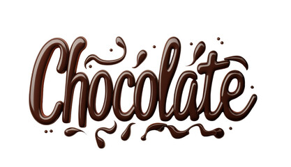 a chocolate text made with chocolate syrup and chocolate. transparent background png