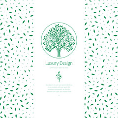 Green tree emblem on a white background. Modern illustration. Isolated vector. Great for logo, monogram, invitation, flyer, menu, brochure or any desired idea.