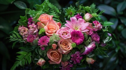 A heart-shaped bouquet of flowers, representing love and admiration in floral arrangements. 