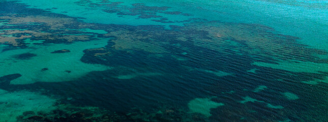 Aerial view on the waters of the sea. Pollution concept