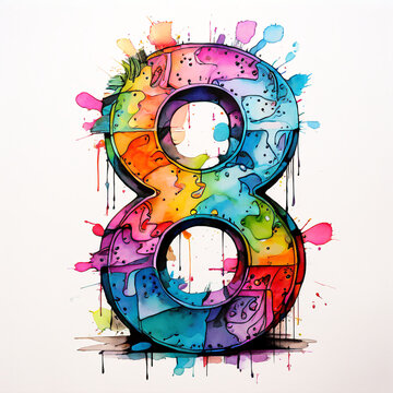 B upper case illustration of an alphabet ink painting style artistic design rainbow pride	