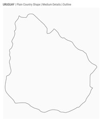 Uruguay plain country map. Medium details. Outline style. Shape of Uruguay. Vector illustration.