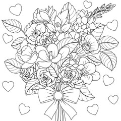 Vector illustration, beautiful bouquet of spring flowers