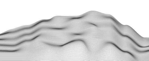 Black and white mountain line arts wallpaper, luxury landscape background design for cover, invitation background, packaging design, fabric, and print. Vector