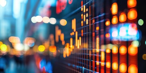 A close-up of a stock market ticker displaying rising stock prices and investment values.