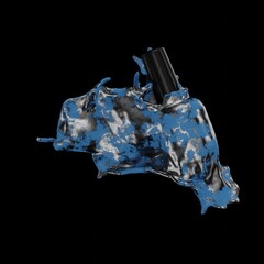 Incredibly creative presentation of a bottle of gel polish splashed with different colors of paint. 3D Render