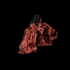 Incredibly creative presentation of a bottle of gel polish splashed with different colors of paint. 3D Render