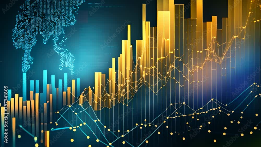Poster business graph and chart concept. colorful data visualization and financial analysis for report and 