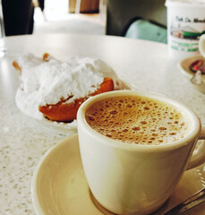 Chicory coffee and beignets at Cafe Du Monde in the New Orleans French Quarter - 787342455