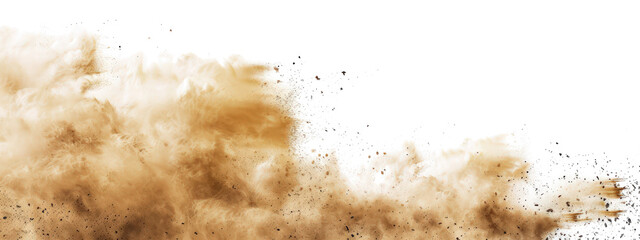 sandstorm sand dust cloud flying small particles isolated in transparent background, PNG