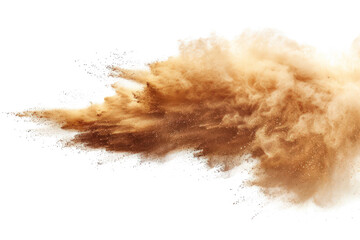 dry sand or soil explosion isolated on transparent or white background PNG