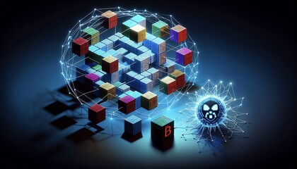  3D of Attack in Blockchain Technology Concept