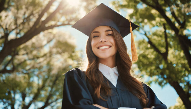 Ragazza laureata sorride