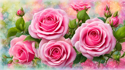 A background composed of flowers with blank spaces in the text