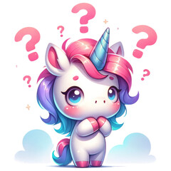 Cute unicorn, bright and soft watercolor style. Illustration on a transparent background.