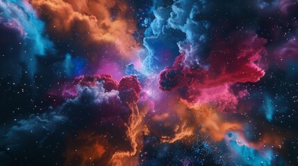 A striking contrast of vivid colors against a deep and alluring black space - obrazy, fototapety, plakaty