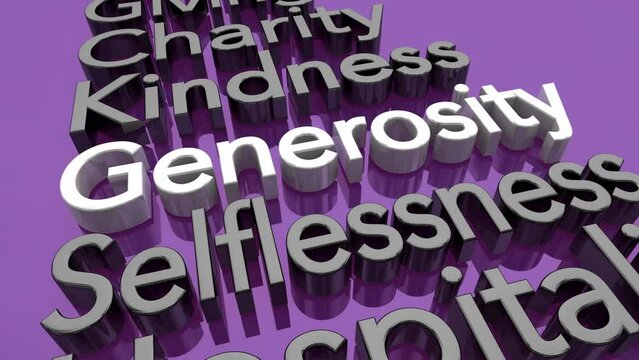 Generosity Giving Caring Charity Words Kindness Background 3d Animation