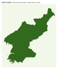 North Korea plain country map. High Details. Solid style. Shape of North Korea. Vector illustration.