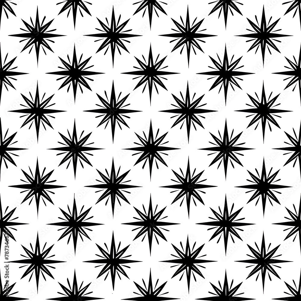 Poster a black and white pattern of stars. the stars are small and are arranged in a grid. the pattern is s