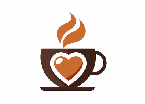 Coffee cup with heart vector logo design. Coffee shop and restaurant logo.