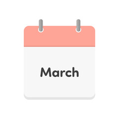 Marchの文字とカレンダーのアイコン - シンプルでかわいい3月の行事や予定のイメージ素材