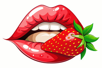 Obraz premium lips with strawberry