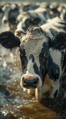High tech dairy operation, blending holographic and actual cows, for education and enhanced production