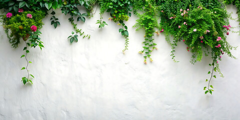 flowers on white wall