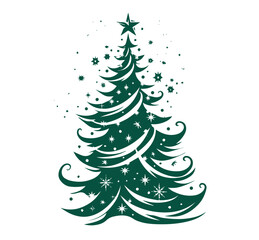 Christmas tree, hand drawn style.	