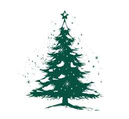 Fototapeta premium Christmas tree, hand drawn style. 