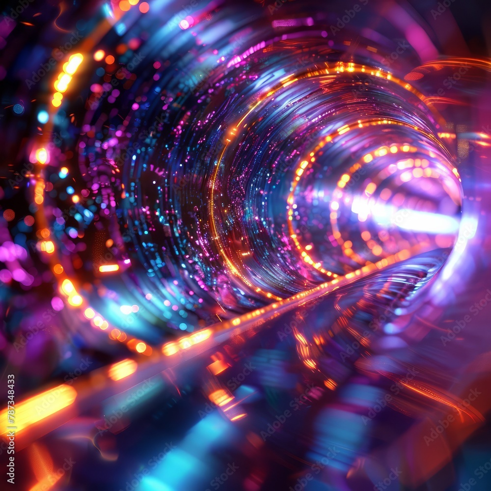 Poster a colorful tunnel with a bright light at the end