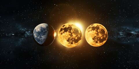 A graphical representation of the alignment of the sun, moon, and Earth during a partial solar eclipse. 