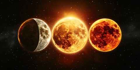 A graphical representation of the alignment of the sun, moon, and Earth during a partial solar eclipse. 