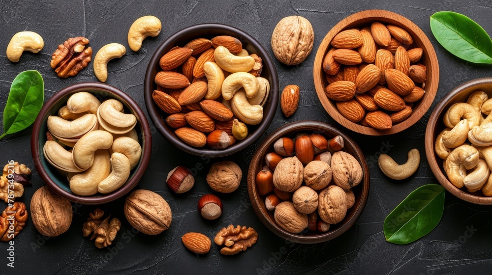 Aufkleber assorted nuts creating a diverse and natural background pattern for visual content