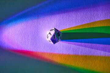 Colorful Dice Rainbow Shadow - Elevated Side View