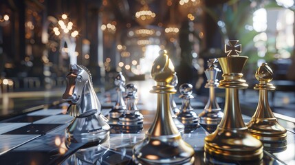 Leader, business strategy and planning, chess concept