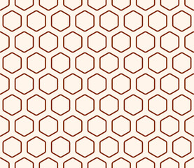 Mosaic background. Rust color on matching background. Bold rounded hexagons mosaic cells with padding. Hexagonal cells. Seamless pattern. Tileable vector illustration.