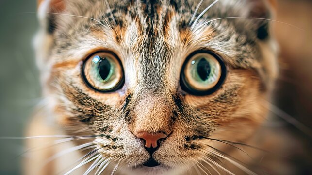 Intense gaze capturing cat s face close up, highlighting pets and lifestyle concept