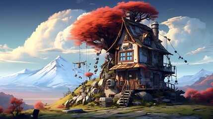 an AI-generated house-painting competition where various virtual painters compete to the most imaginative and unique designs - obrazy, fototapety, plakaty