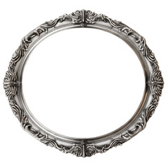 antique silver frame oval isolated on white
