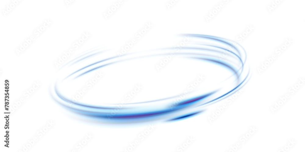 Poster Abstract circular light effect on white background. Dynamic blue lines with glow effect. Rotating light effect for gaming and advertising design.
