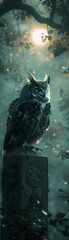Midnight Owl, Feathered Mystery, Silent Watcher - obrazy, fototapety, plakaty