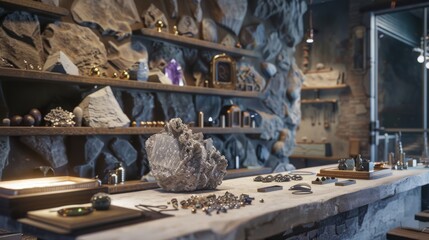 Artisans Workshop With Handmade Jewelry and Gemstones