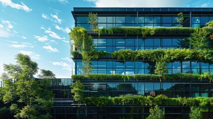 Eco-friendly building in modern factory and industrial zone, drone photography, Ai generated for ads