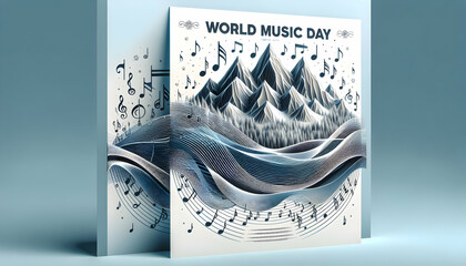 3D Poster: Harmony Heights - Musical Mountain Range Greeting Card for Music Day