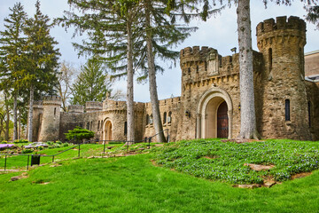 Historic Castle in Lush Landscape, Bishop Brute College, Eye-Level View