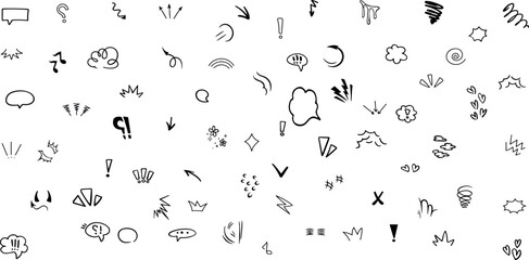 Sketch line arrow element, star, heart shape. Hand drawn doodle sketch style circle, cloud speech bubble grunge element set. Arrow, star, heart brush decoration.