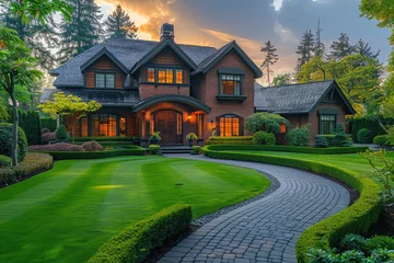 Store enrouleur occultant Vert An impressive stone and wood exterior mansion in the mountains ofSmoky Mountain, Thomas O’ xrarter style architecture with large windows, symmetrical design. Created with Ai