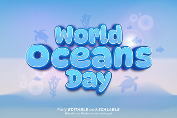 World oceans day vector text effect 01